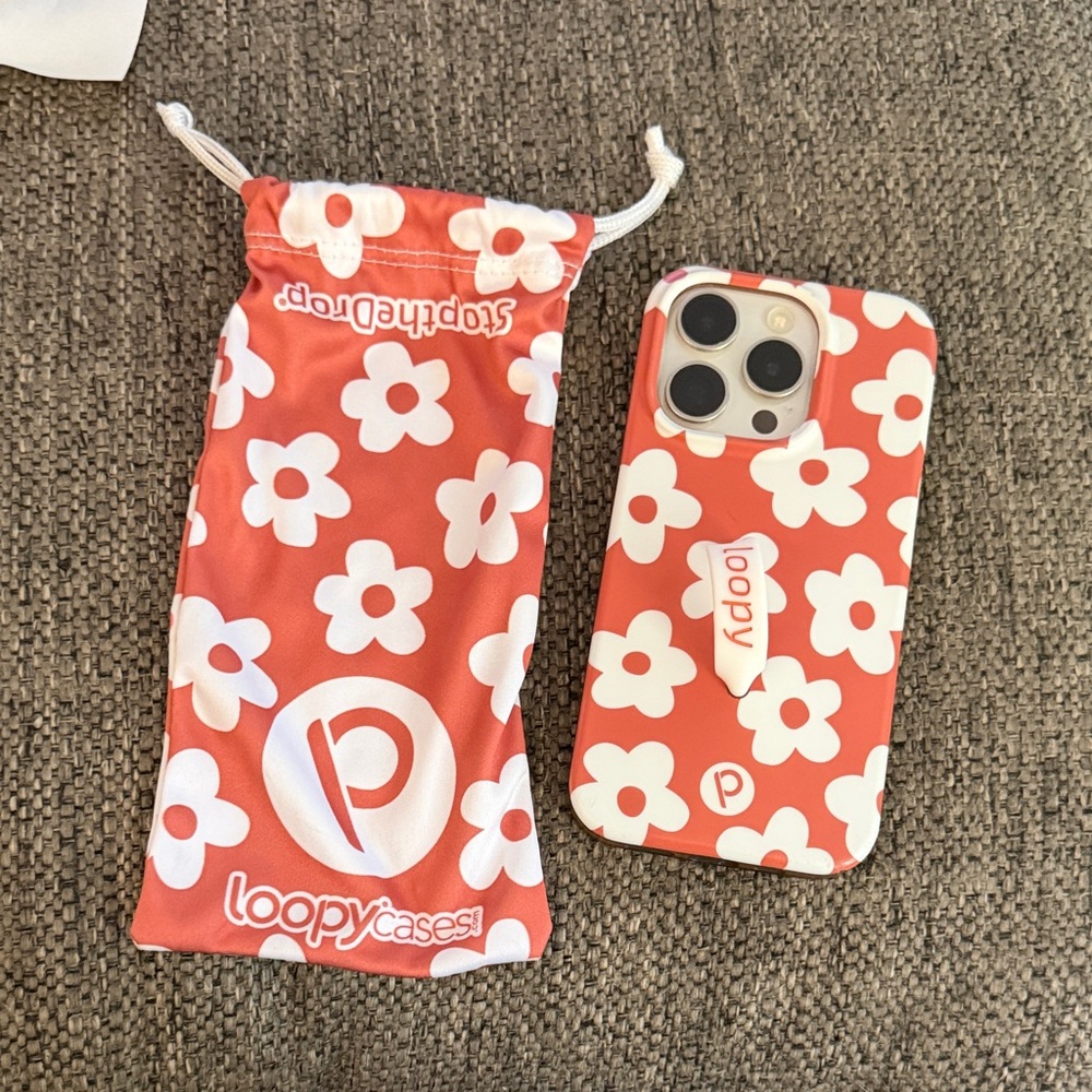 Loopy Krista Horton Case Floral Phone Case - Coral and White